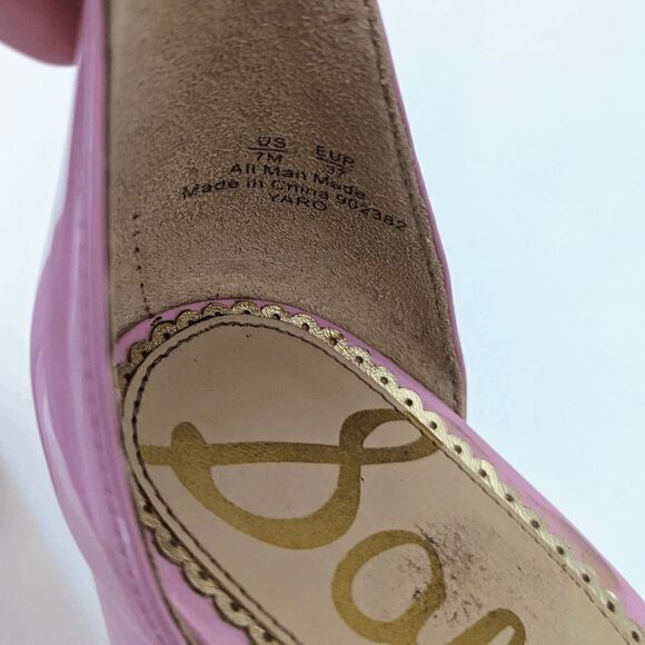 Sam Edelman Yaro Block Heel Sandal Ankle Strap Bubblegum Pink Chunky 7 Barbie - Picture 8 of 10